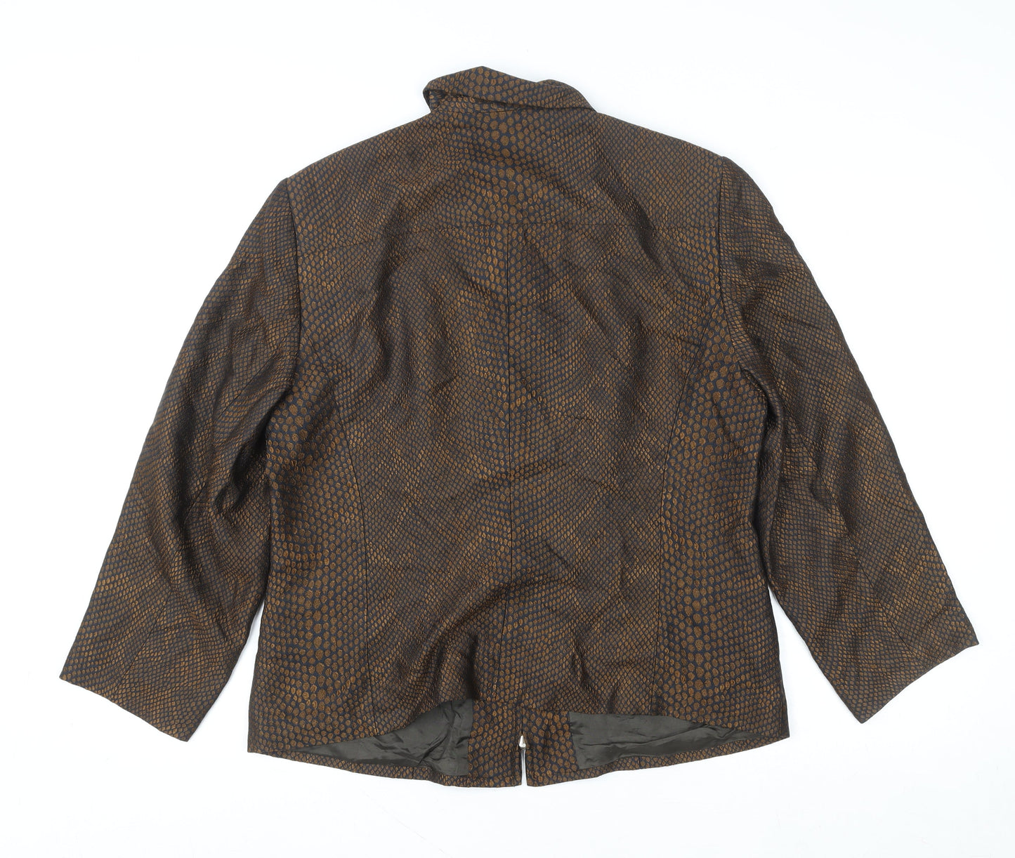 Gerry Weber Women's Brown Geometric Zip Up Jacket Size 46 Regular