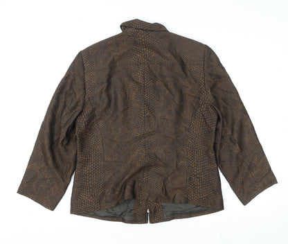 Gerry Weber Women's Brown Geometric Zip Up Jacket Size 46 Regular