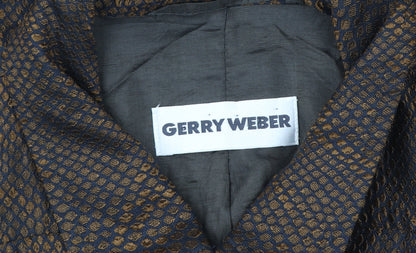 Gerry Weber Women's Brown Geometric Zip Up Jacket Size 46 Regular