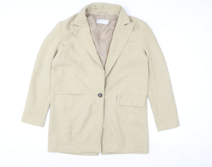 Additional front view of ASOS DESIGN Women Beige Blazer Jacket UK 12 Regular Fit Single-Breasted