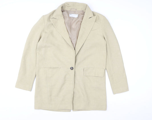 ASOS DESIGN Women Beige Blazer Jacket UK 12 Regular Fit Single-Breasted