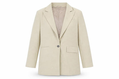 Front view of ASOS DESIGN Women Beige Blazer Jacket UK 12 Regular Fit Single-Breasted