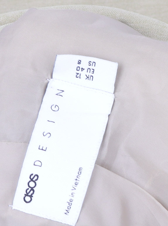 ASOS DESIGN Women Beige Blazer Jacket UK 12 Regular Fit Single-Breasted