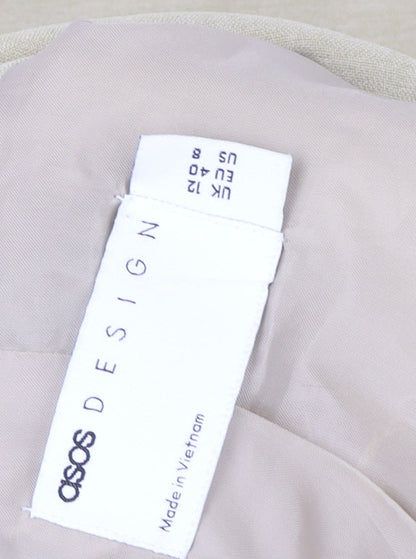 Brand and care label for ASOS DESIGN Women Beige Blazer Jacket UK 12 Regular Fit Single-Breasted