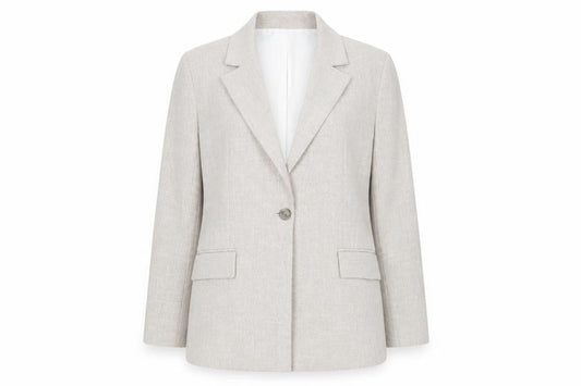Zara Women Beige XS Single-Breasted Linen Blend Blazer Jacket