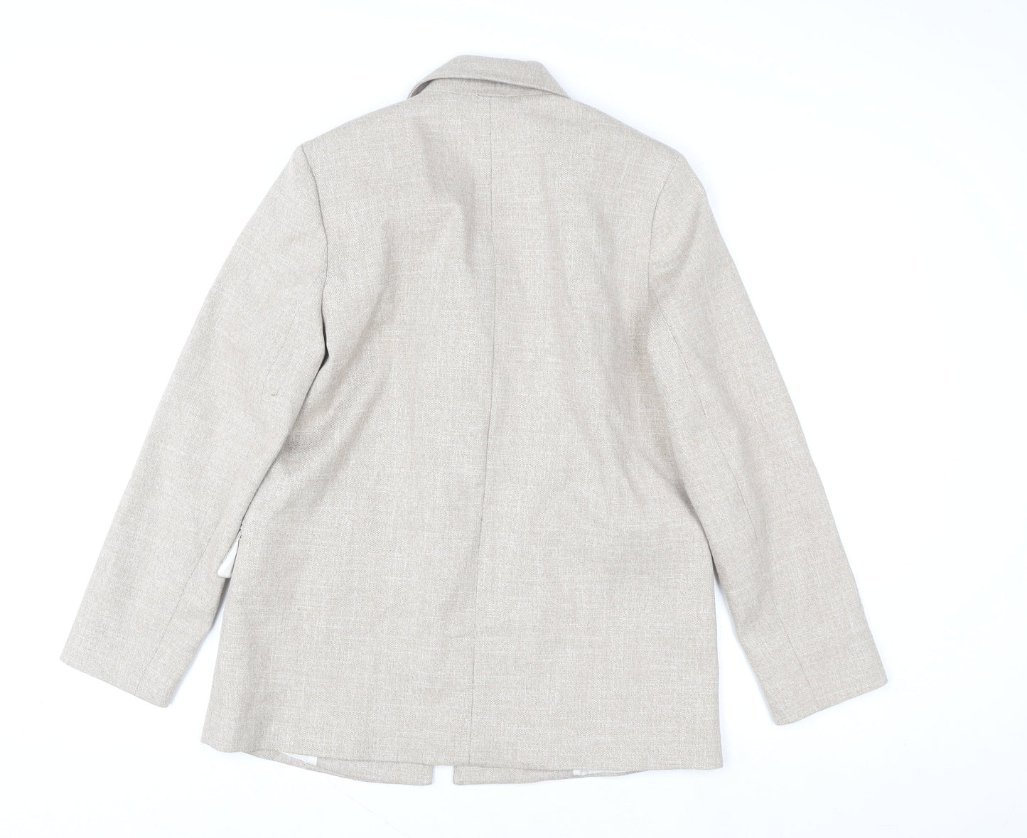 Zara Women Beige XS Single-Breasted Linen Blend Blazer Jacket