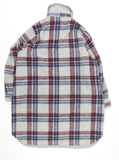 Next Men’s Grey Checked Wool Blend Long Coatigan XL