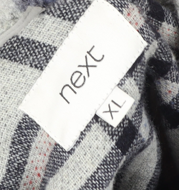 Next Men’s Grey Checked Wool Blend Long Coatigan XL