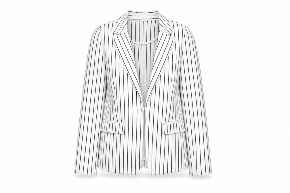 Phase Eight Womens White Striped Blazer Jacket Size 10 Regular Fit