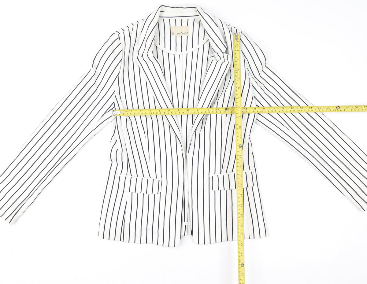 Phase Eight Womens White Striped Blazer Jacket Size 10 Regular Fit