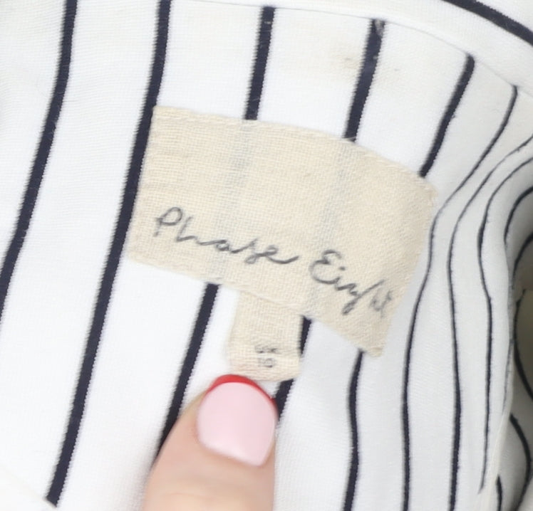 Phase Eight Womens White Striped Blazer Jacket Size 10 Regular Fit