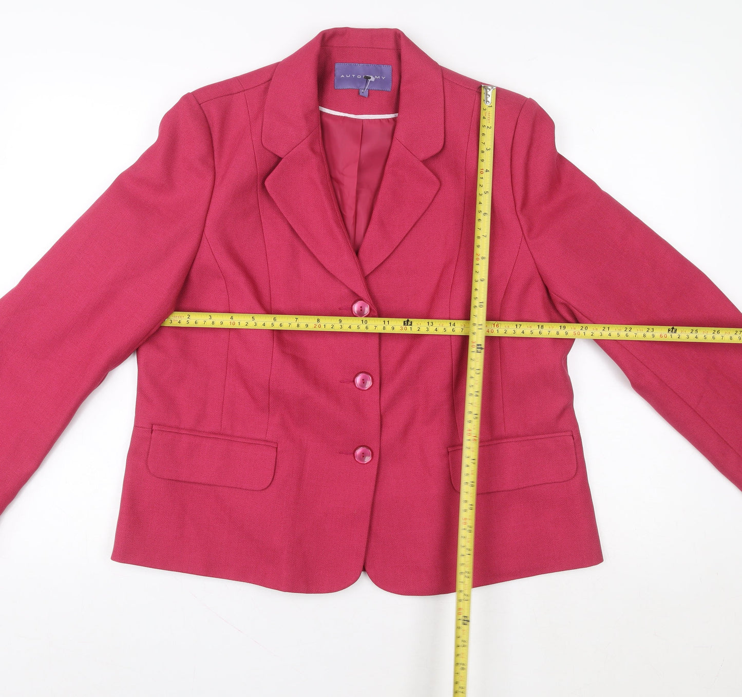 Autonomy Womens Pink Classic Blazer Jacket Size 16 Single Breasted Twill