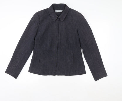 Wallis Women Grey Zip Blazer Jacket Size 36 Regular Fit Formal