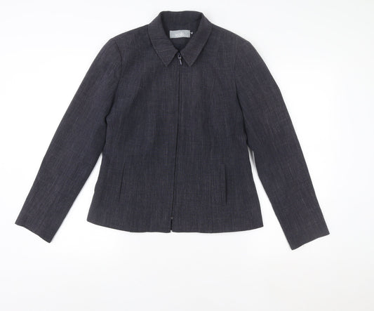 Wallis Women Grey Zip Blazer Jacket Size 36 Regular Fit Formal