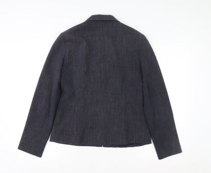 Wallis Women Grey Zip Blazer Jacket Size 36 Regular Fit Formal
