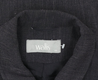 Wallis Women Grey Zip Blazer Jacket Size 36 Regular Fit Formal