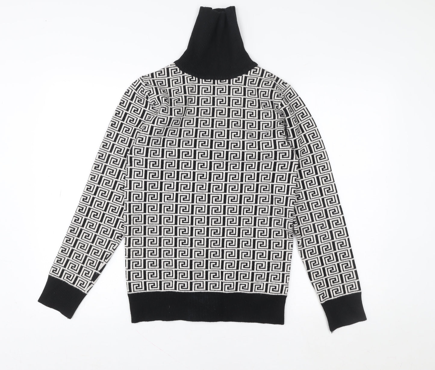 Yu & Me Paris Womens Black White Roll Neck Pullover Sweater Size M