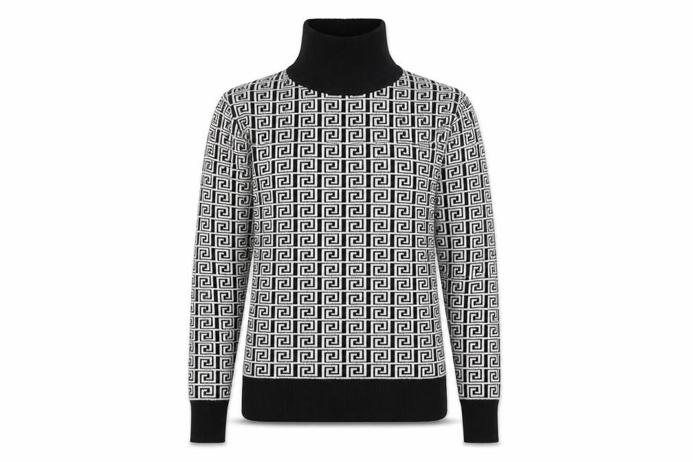 Yu & Me Paris Womens Black White Roll Neck Pullover Sweater Size M