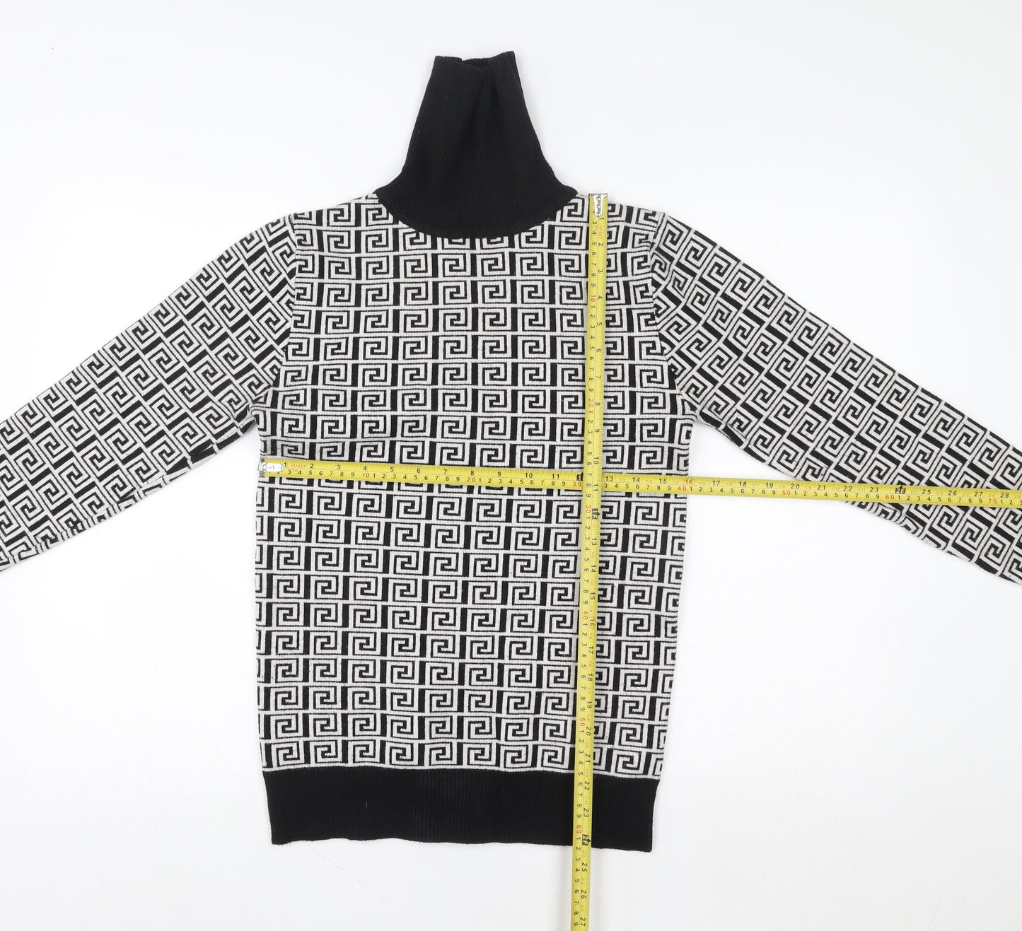 Yu & Me Paris Womens Black White Roll Neck Pullover Sweater Size M