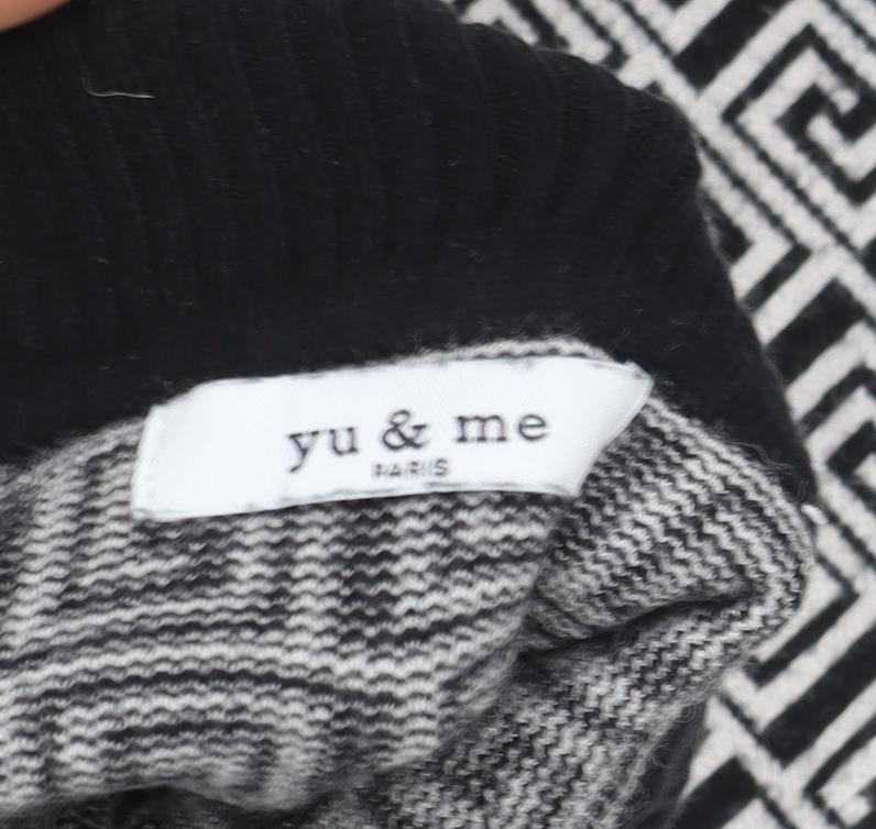 Yu & Me Paris Womens Black White Roll Neck Pullover Sweater Size M