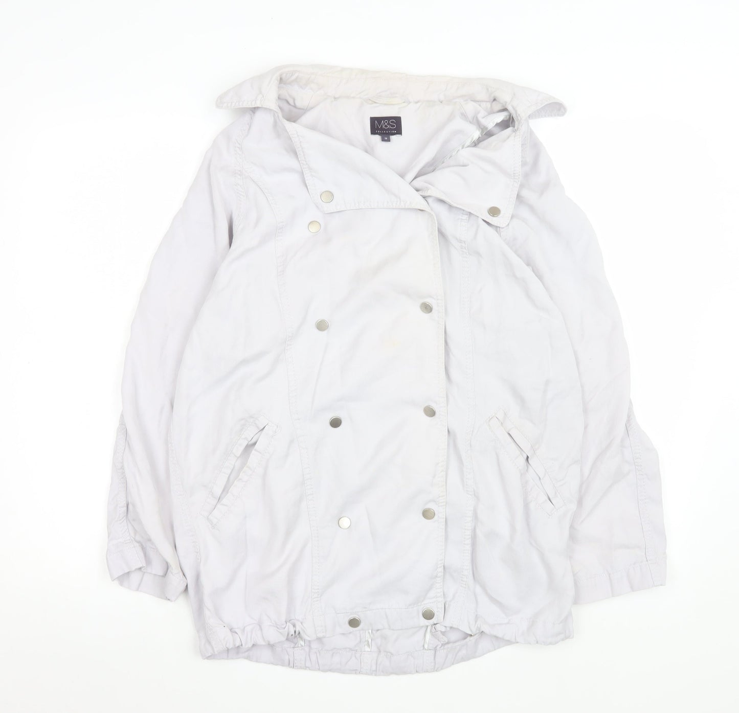 Marks and Spencer Women Grey Size 12 Lyocell Mid-Length Jacket