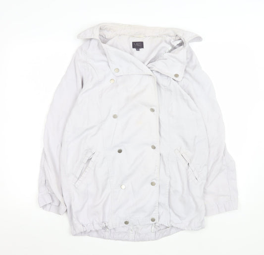 Marks and Spencer Women Grey Size 12 Lyocell Mid-Length Jacket