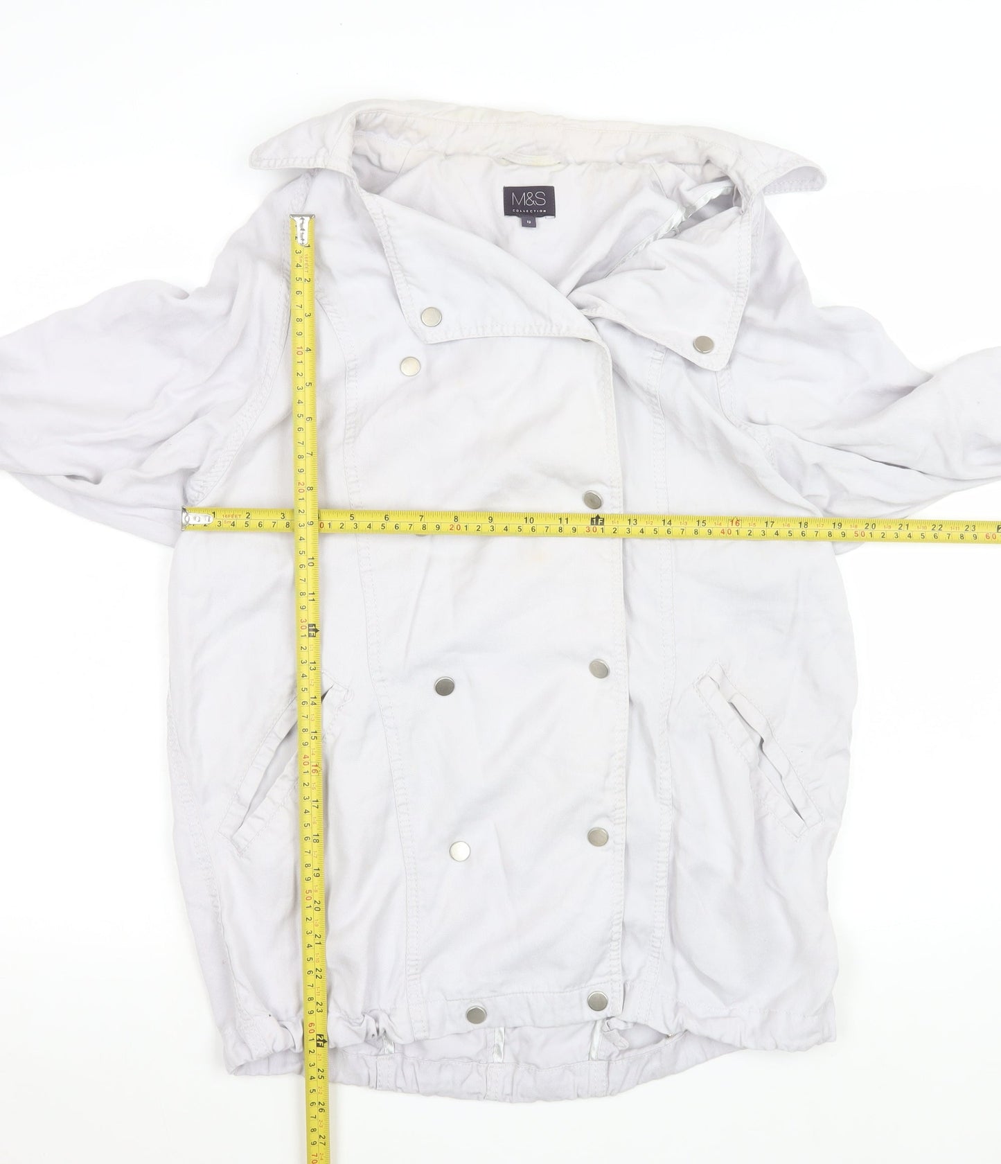 Marks and Spencer Women Grey Size 12 Lyocell Mid-Length Jacket