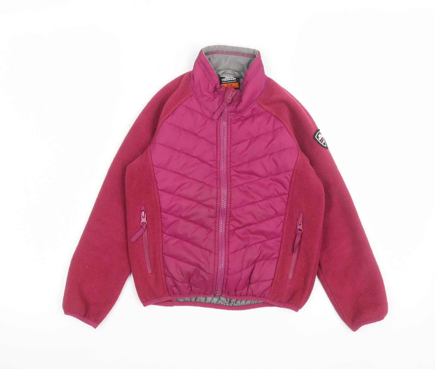 Trespass Girls Pink Puffer Jacket 5-6 Years Quilted Fleece Lined Coat