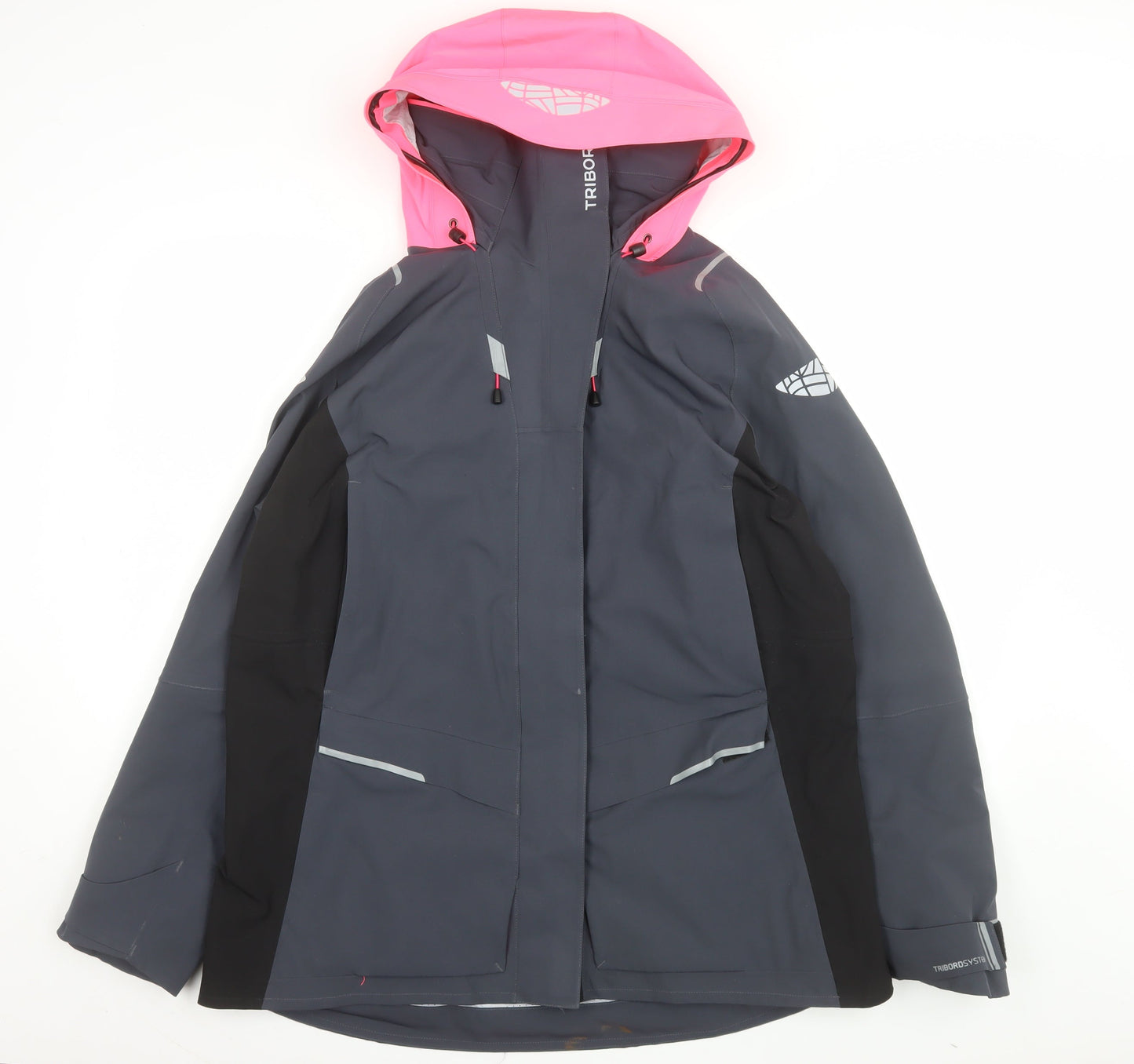 Tribord Women Grey Waterproof Hooded Rain Jacket XL
