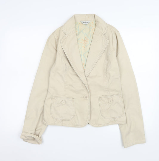 Moto Women Beige Cotton Blazer Jacket Size 10 Regular