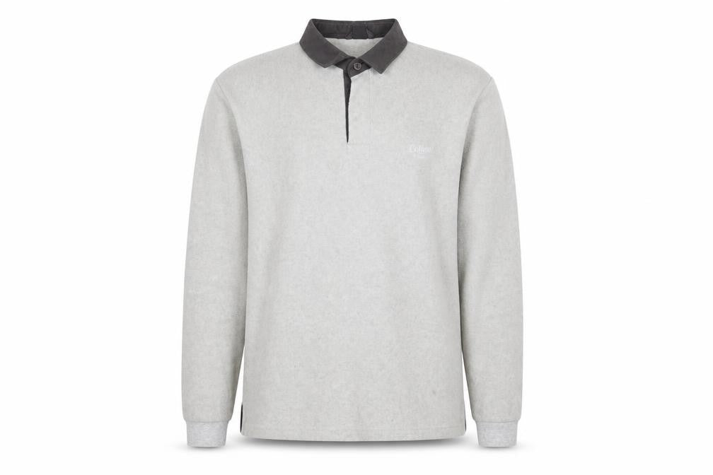 Cotton Traders Men's Grey Collared Henley Fleece Sweatshirt L
