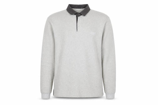 Cotton Traders Men's Grey Collared Henley Fleece Sweatshirt L