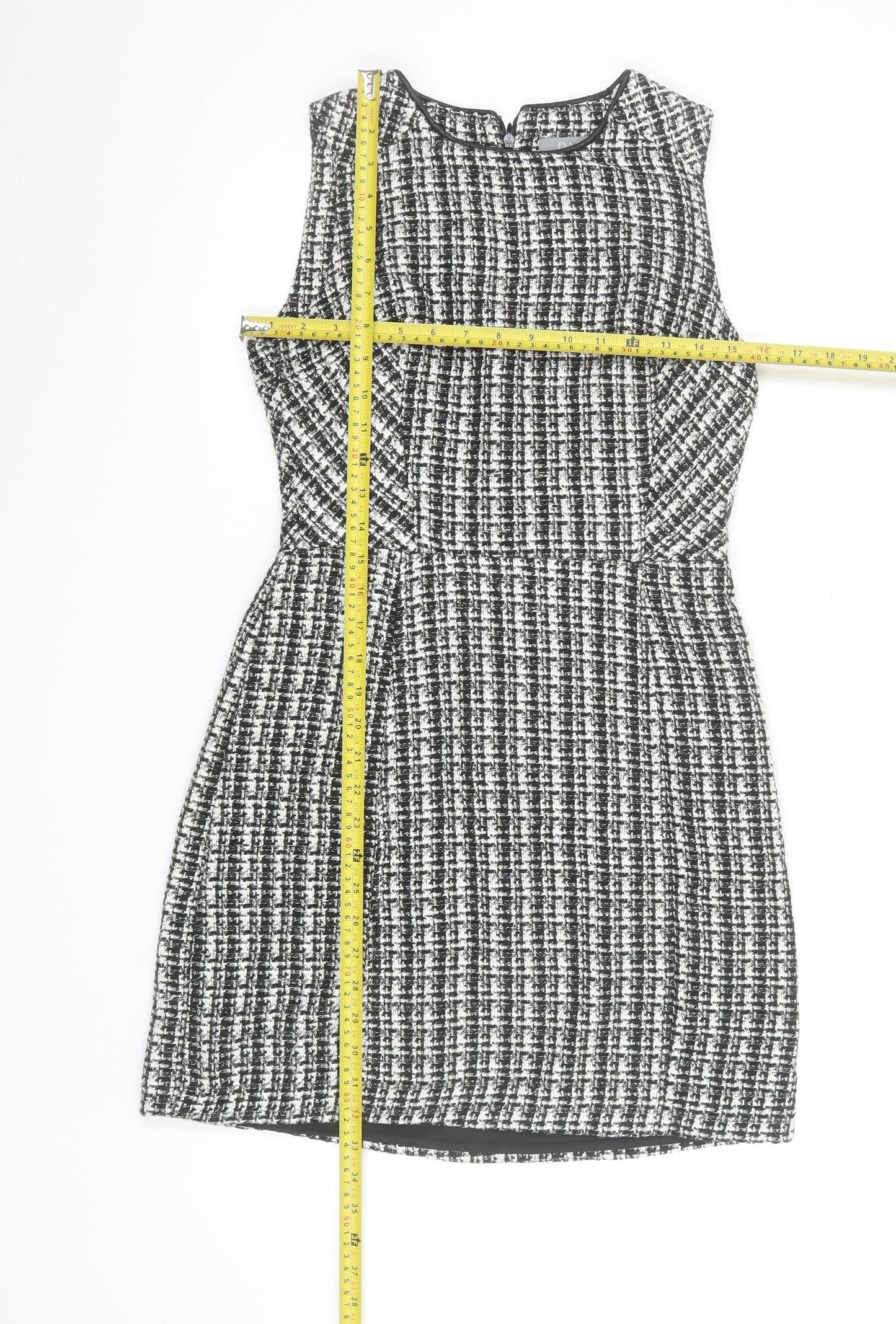 Oasis Women Black Check Sleeveless Shift Dress Size 10