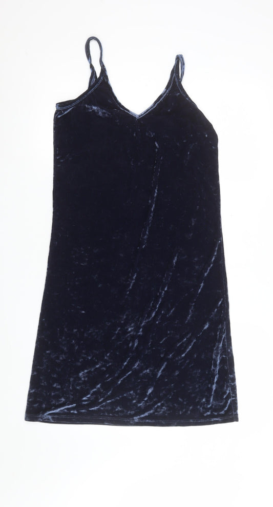 City Comfort Women Blue Velvet Slip Dress Size 12 Partywear