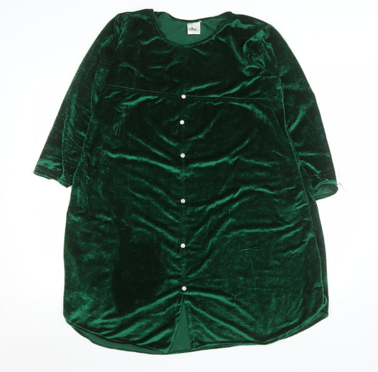 Daneen’s Women Green Velvet Shift Dress L Party Knee Length