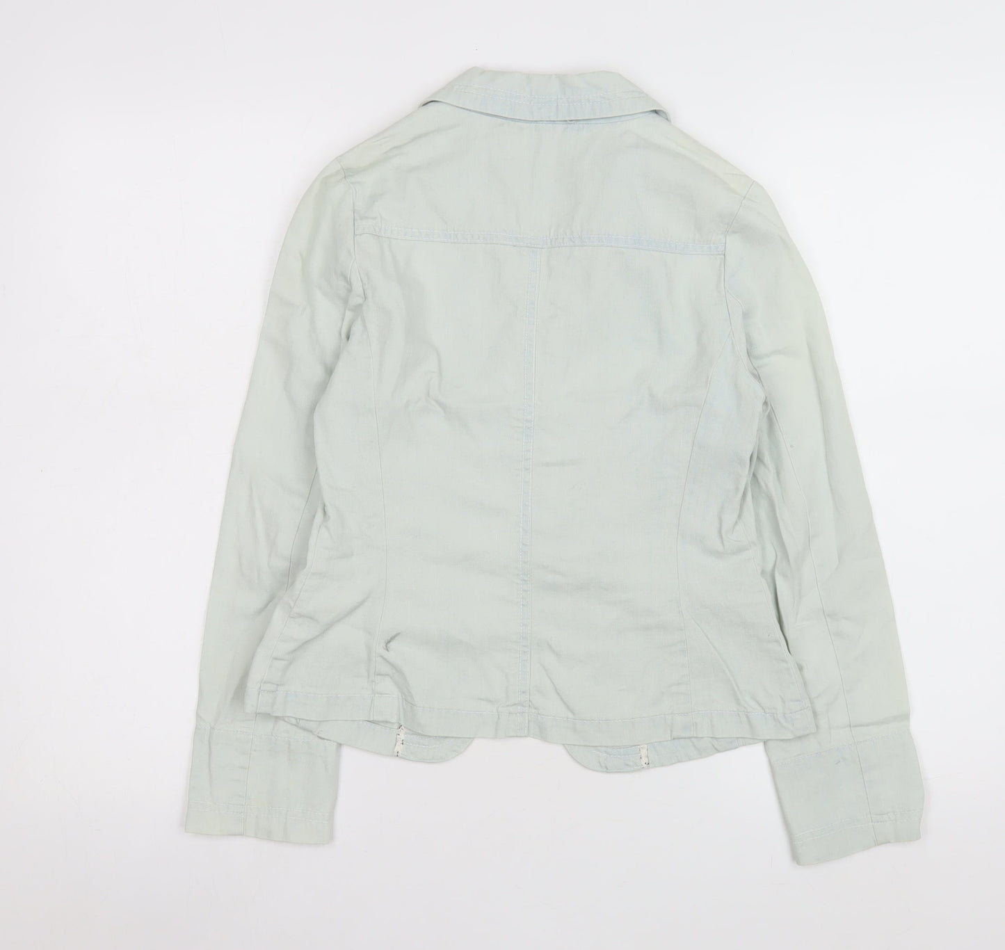 Monsoon Women Blue Cotton Blouse Size 10 Long Sleeve Casual