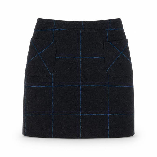 White Stuff Women Black Check Tweed Pencil Skirt Size 10