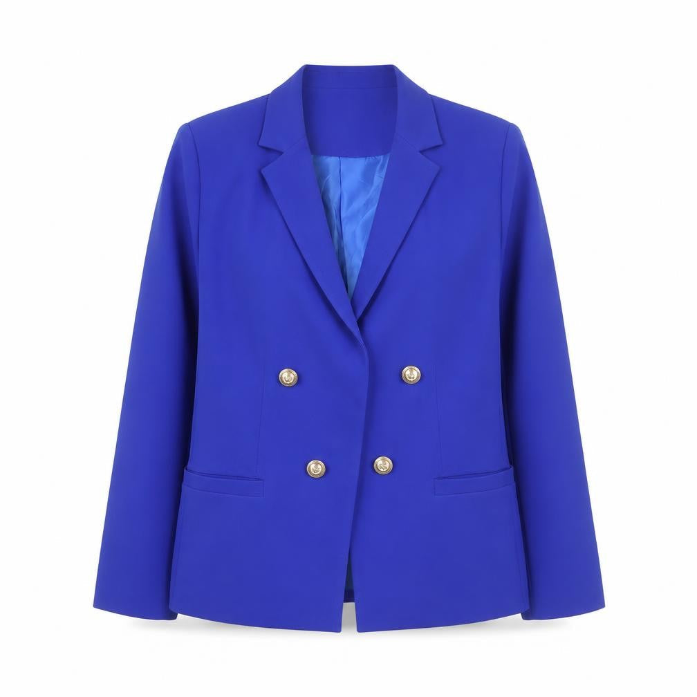 New Look Women Blue Double-Breasted Blazer UK 14 Tailored Jacket
