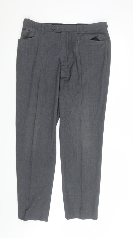 Next Men's Grey Check Dress Pants Trousers 34W 31L Regular Fit