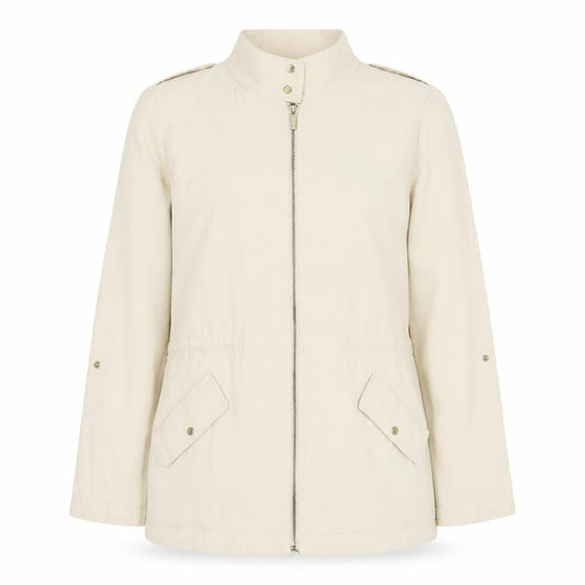 Zara Women Beige Cotton Blend Mid-Length Basic Jacket Size 12