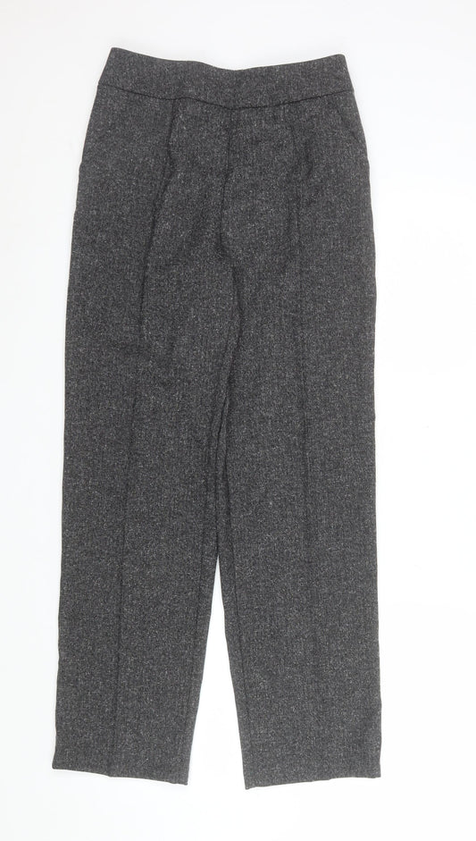 David Nieper Women Grey Size 10 Straight Leg Trousers Elastic Waist