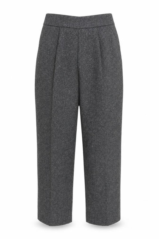 David Nieper Women Grey Size 10 Straight Leg Trousers Elastic Waist