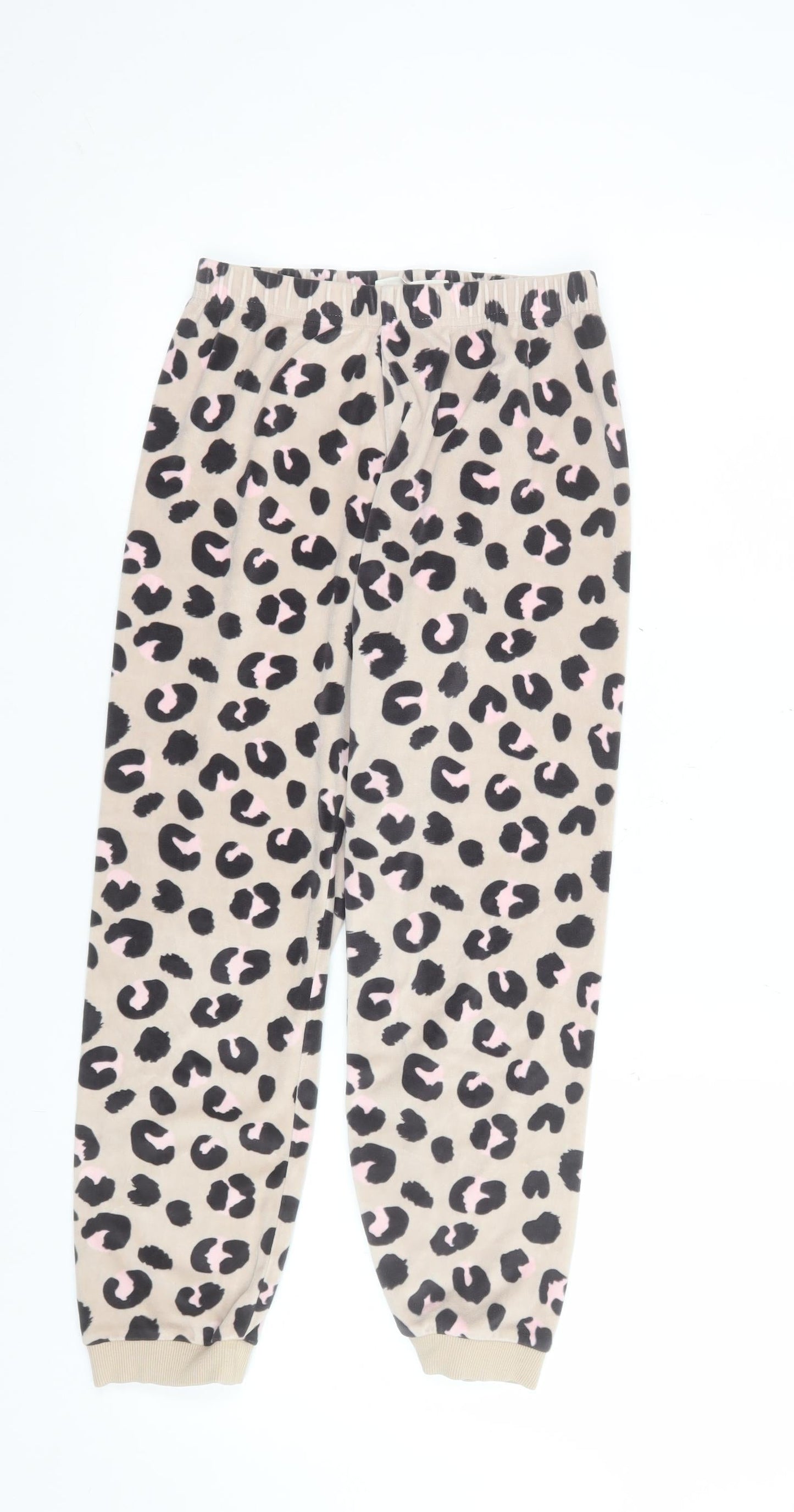 Marks and Spencer Girls Beige Animal Print Fleece Pyjama Pants 9-10 Years