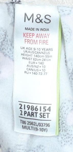 Marks and Spencer Girls Beige Animal Print Fleece Pyjama Pants 9-10 Years