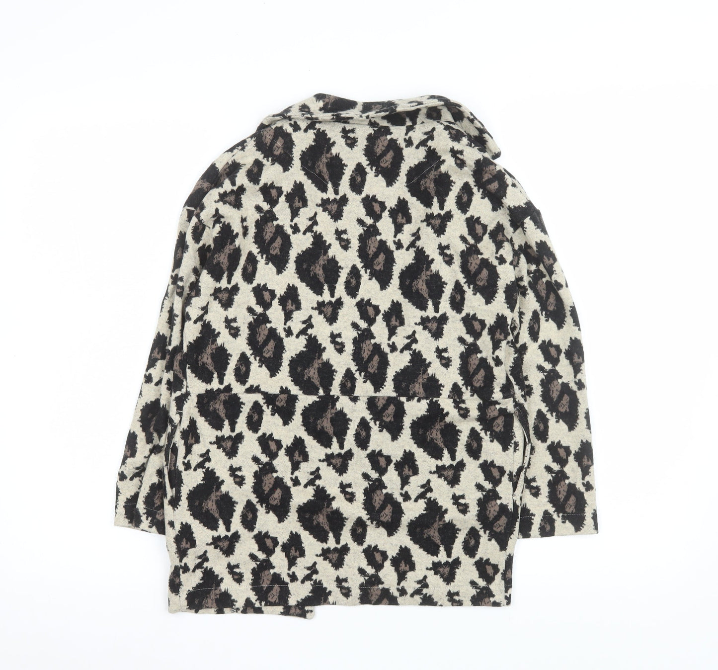 Next Girls Beige Animal Print Coatigan 8 Years Mid-Length Knit Jacket