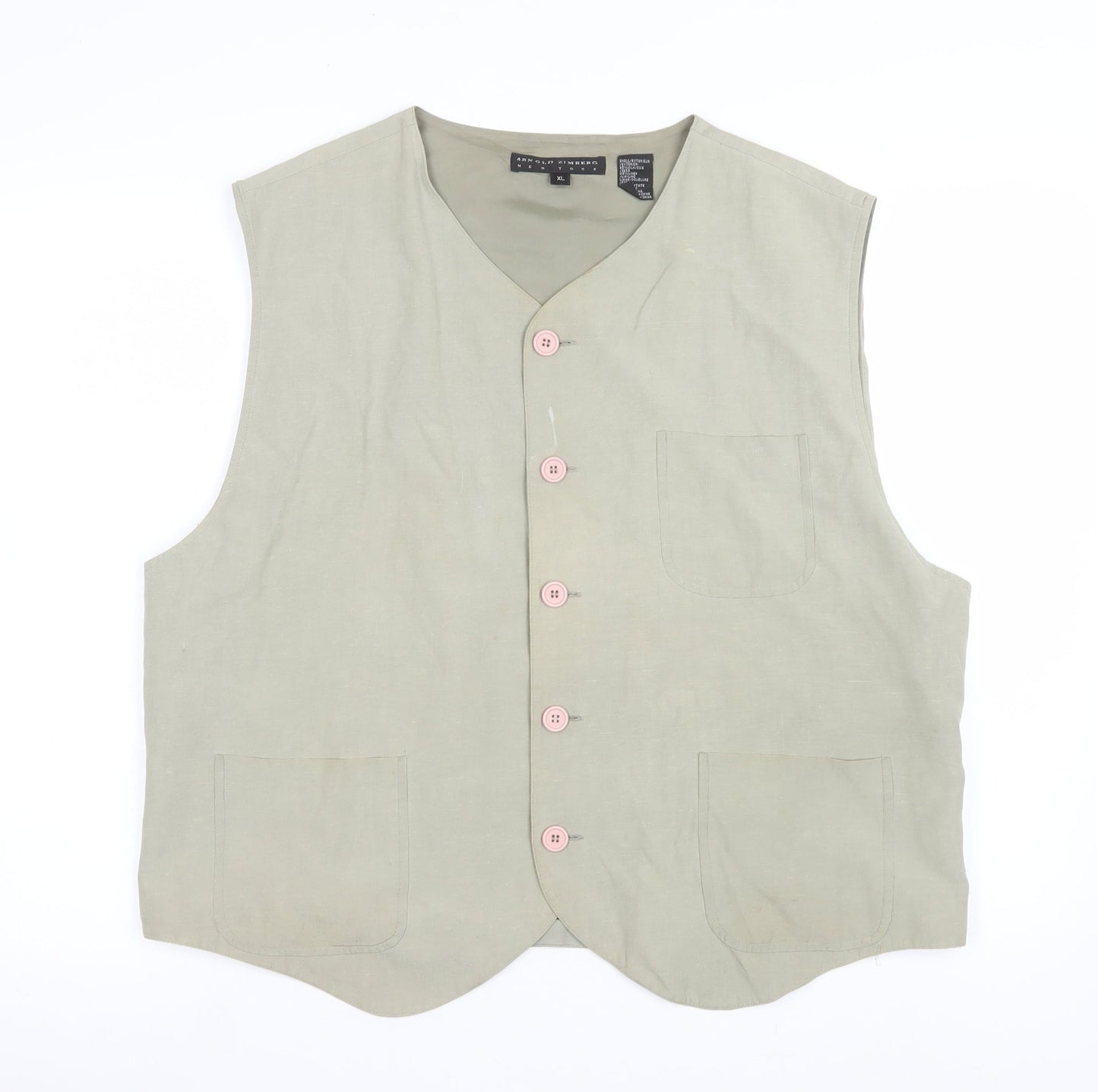 Arnold Zimberg Women Beige Silk Linen Waistcoat XL Classic Style