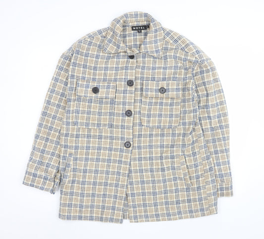 Motel Unisex Beige Check Flannel Button Jacket XS