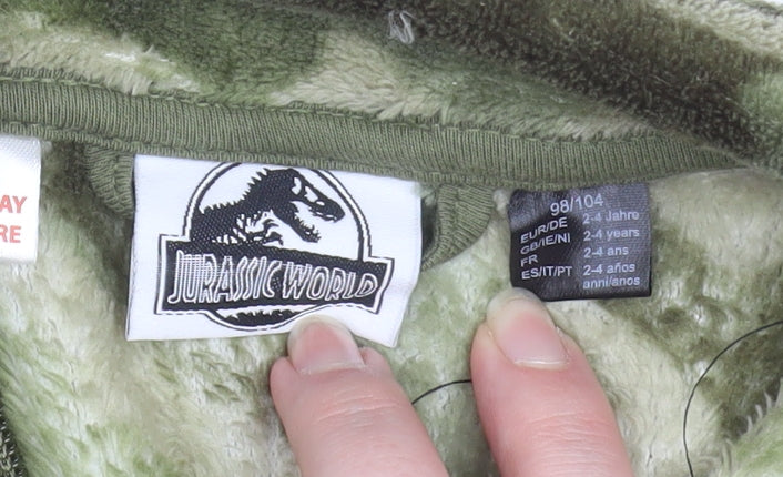 Jurassic World Boys Green Camouflage Fleece Jacket 2-4 Years Full Zip