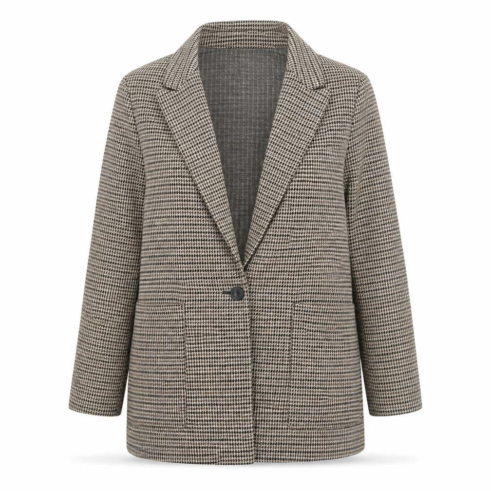 H&M Women’s Brown Houndstooth Blazer UK 14 Regular Fit Jacket