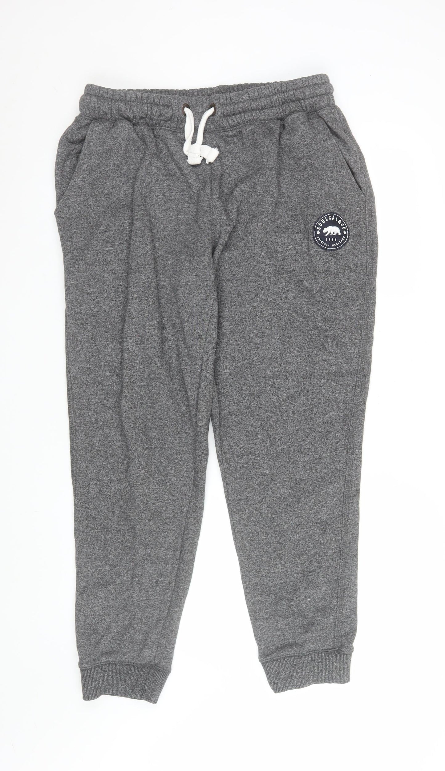 SoulCal & Co Men's Grey Jogger Trousers Size 16 Elastic Waist Fleece